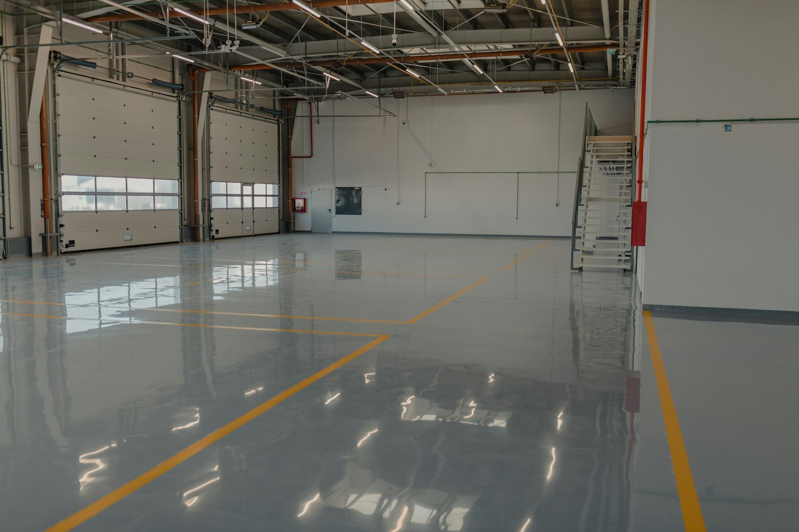 epoxy and waxed flooring with colorful signage